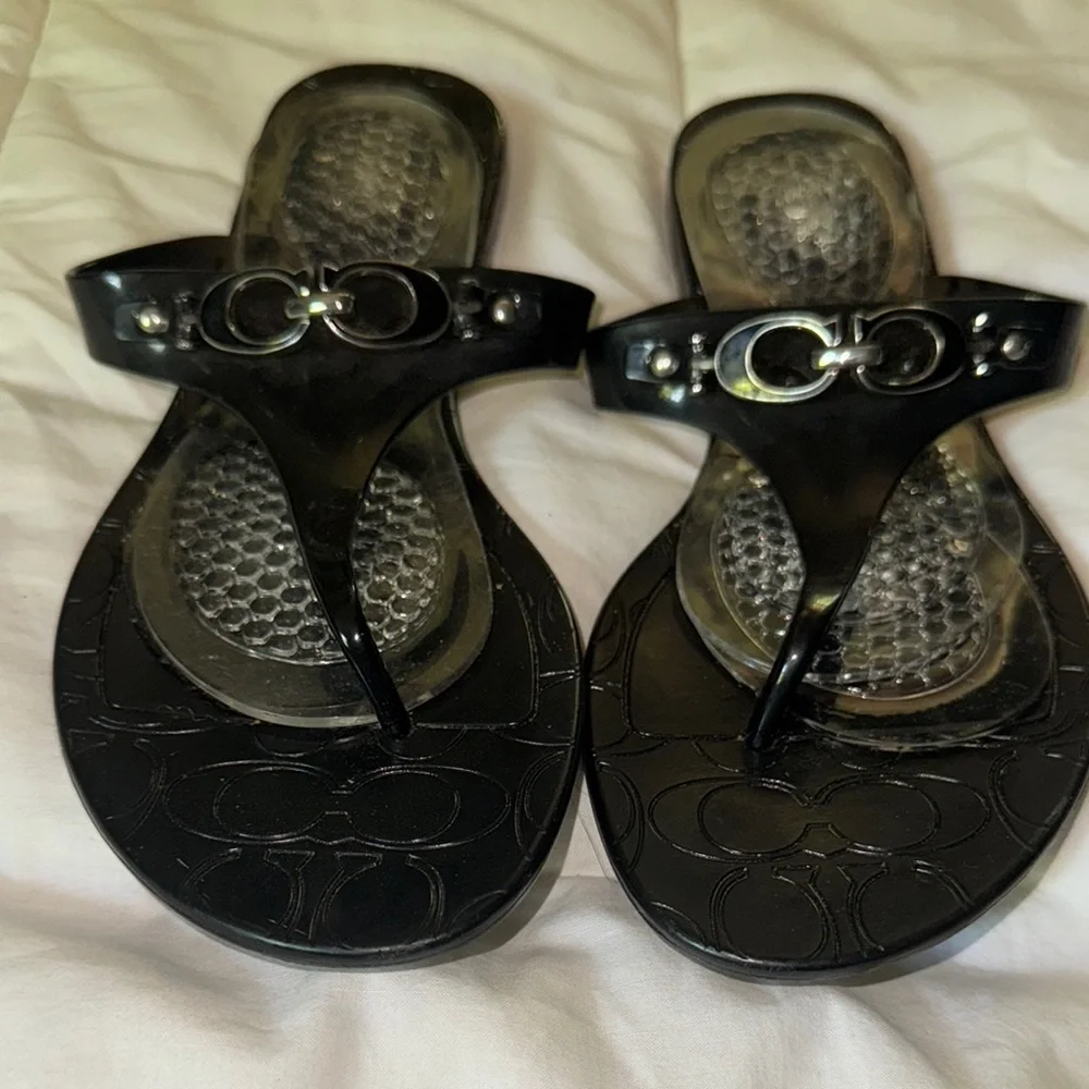 Coach -Elegant Black Sandals with Silver Accents - Picture 6 of 6
